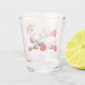 Verre A Shot Drôle Père Noël et Reindeer Cartoon (Dos)