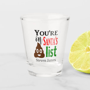 Verre A Shot Drôle Père Noël liste de la flaque Noël de Noël