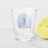 Verre A Shot Drôle plongeur et poisson mer créatures dessin ani (Dos)