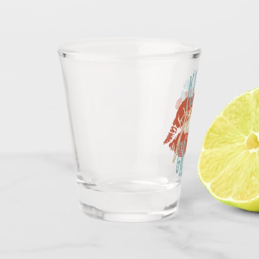 Verre A Shot Drôle Saying Southern Kiss My Grits Typographie (Gauche)