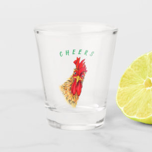 Verre A Shot Drôle Surpris Curieux Rooster - Bravo
