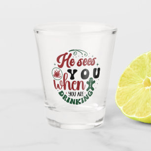 Verre A Shot Drôle vous voit boire de l'art du mot Noël