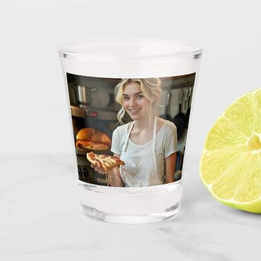 Verre A Shot Eating Pizza Photo Personalize Customize (Devant)