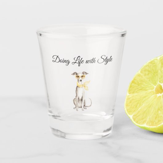 Verre A Shot Écharpe jaune doux Chien blanc (Devant)
