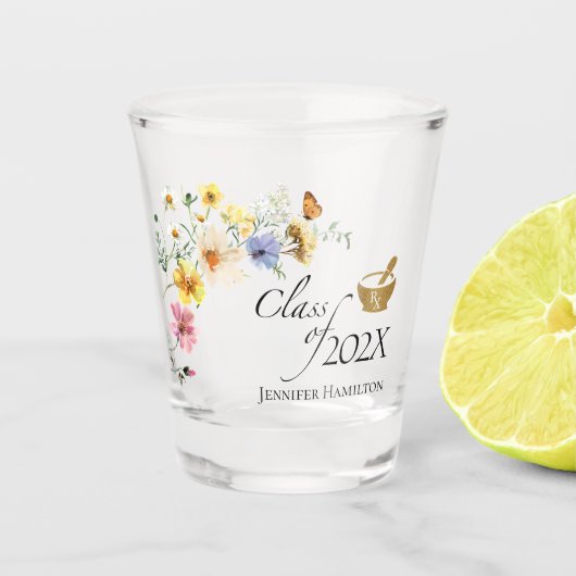 Verre A Shot École de pharmacie fleur sauvage | Catégorie de di (Devant)