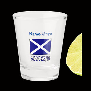 Verre A Shot Écosse et personnalisation Bleu du drapeau écossai