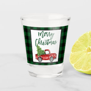 Verre A Shot Écran de pinceau vert Vintage Camion Noël
