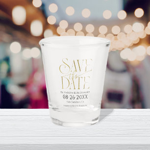 Verre A Shot Écriture calligraphique dorée Enregistrez la date