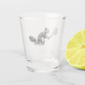 Verre A Shot Écureuil Avec Raquette De Tennis Silhouette (Dos)