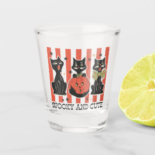 Verre A Shot Éffrayant et mignon - Chat noir et Citrouille