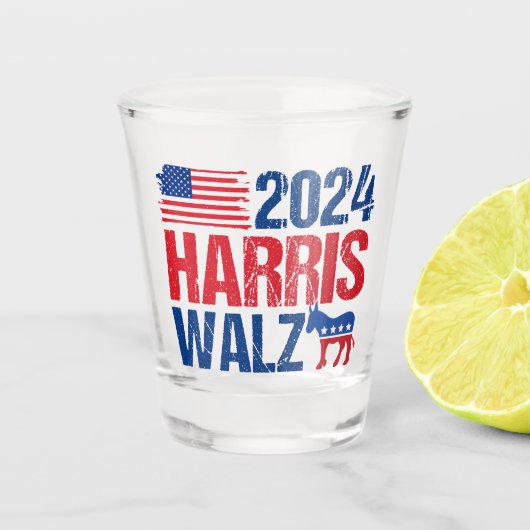 Verre A Shot Élection démocrate d'âne de Harris Walz 2024 (Devant)