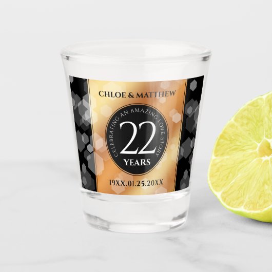 Verre A Shot Élégant 22e anniversaire de Mariage de cuivre (Devant)