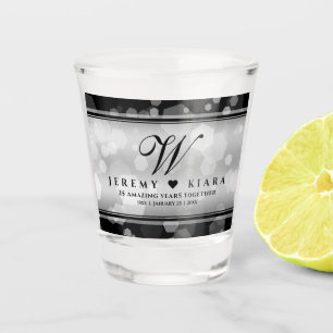 Verre A Shot Élégant 25e Anniversaire de Mariage d'Argent