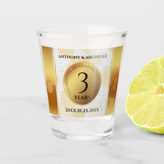 Verre A Shot Élégant 3ème anniversaire de Mariage en cuir (Devant)