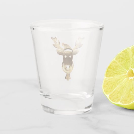 Verre A Shot Élégant Faux Gold Reindeer Santa Hat Noël (Dos)