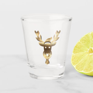 Verre A Shot Élégant Faux Gold Reindeer Santa Hat Noël