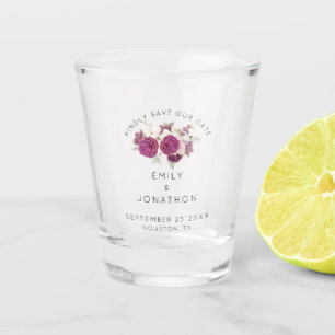 Verre A Shot Élégant Floral Bourgogne Garder La Date Enregistre