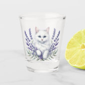 Verre A Shot Élégant Lavande et chat (Devant)