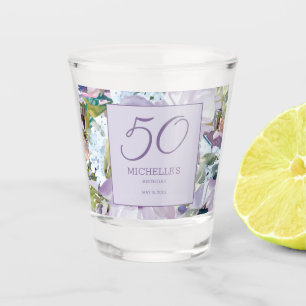 Verre A Shot Élégant lilas violet floral 50e anniversaire