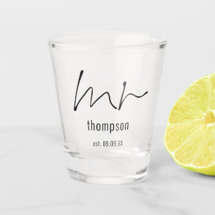 Verre A Shot Élégant M. Nom Script Newlysée Keepsaké Cadeau