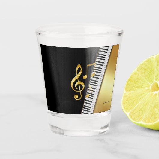 Verre A Shot Elegant Modern Black Gold Music Notes,Piano Keys (Devant)