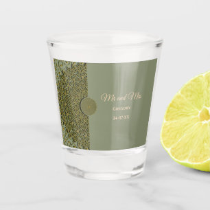 Verre A Shot Elégant moderne Sage vert or mandala ethnique