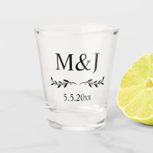 Verre A Shot élégant monogramme de mariage botanique minimal