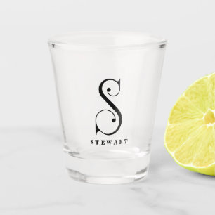 Verre A Shot Élégant Monogramme Initial S, Nom Modifiable