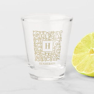 Verre A Shot Élégant Monogramme personnalisé Nom de famille ini