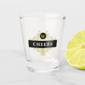 Verre A Shot Elégant Noir et Or Personnalisé (Devant)