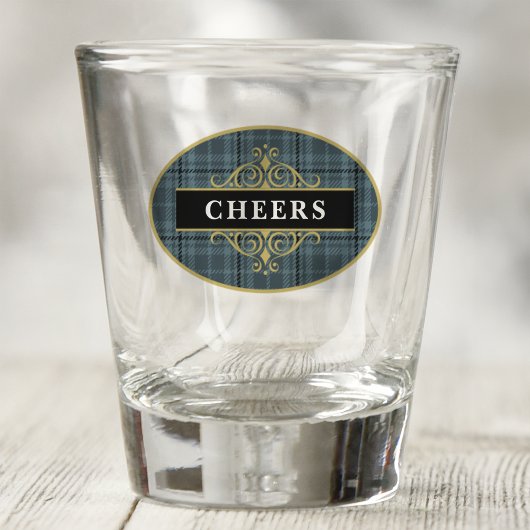 Verre A Shot Elégant noir gris plaid personnalisé
