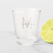 Verre A Shot Élégant Noir Monogramme Nom du script Initial (Dos)