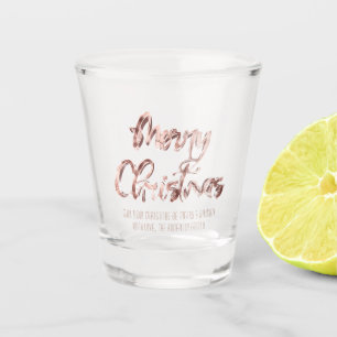 Verre A Shot Élégant Rose Rose Gold Script Joyeux Noël