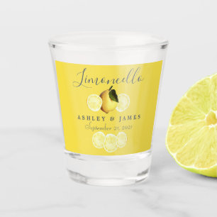 Verre A Shot Élégant Script Aquarelle Citron Mariage Limoncello