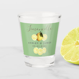 Verre A Shot Élégant Script Aquarelle Citron Mariage Limoncello