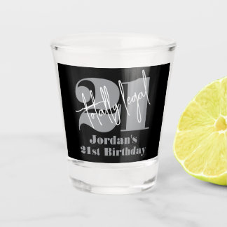 Verre A Shot Élégant Script Moderne Noir 21e Anniversaire 1er