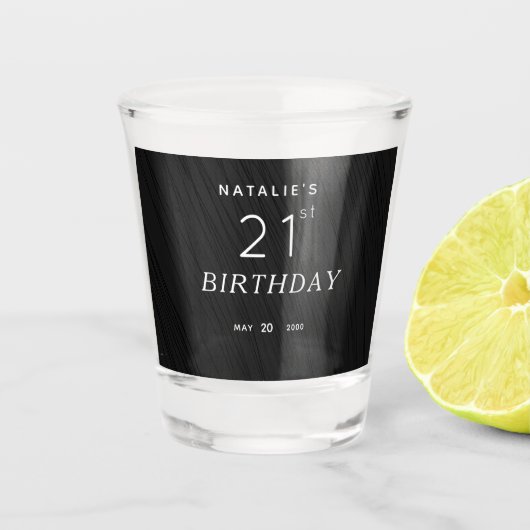 Verre A Shot Elégant Simple Noir 21e anniversaire (Devant)