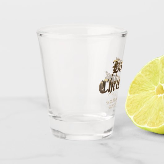 Verre A Shot Élégant vieux anglais Lettering Joyeux Noël (Gauche)