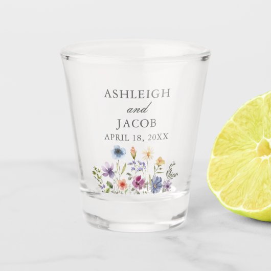 Verre A Shot Elegant Wildflower Spring Wedding Personalized (Devant)