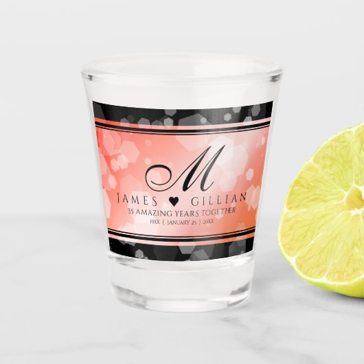 Verre A Shot Elégante 35ème anniversaire de Mariage de corail (Devant)