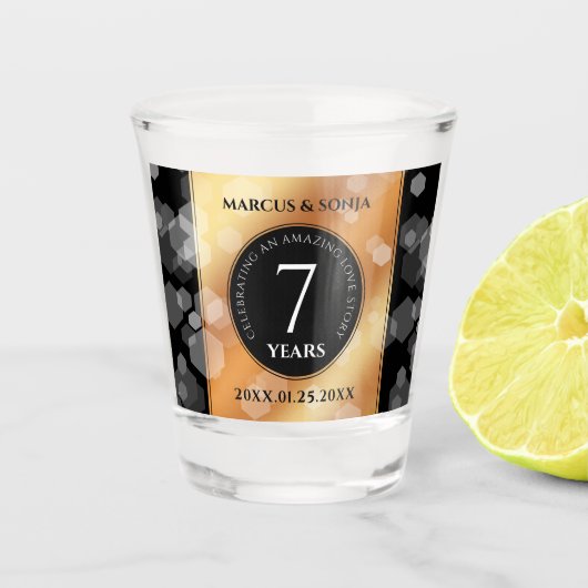 Verre A Shot Élégante 7ème anniversaire du Mariage de cuivre (Devant)