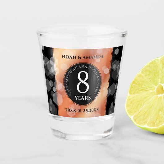 Verre A Shot Élégante 8ème anniversaire du Mariage de bronze (Devant)
