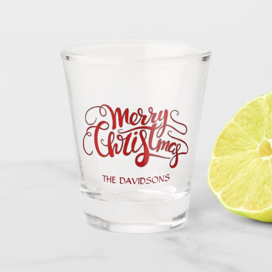 Verre A Shot Élégante MERRY CHRISTMAS typographie moderne Monog (Devant)