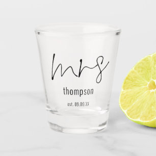 Verre A Shot Élégante Mme Nom Script Mariée Keepsaké Cadeau