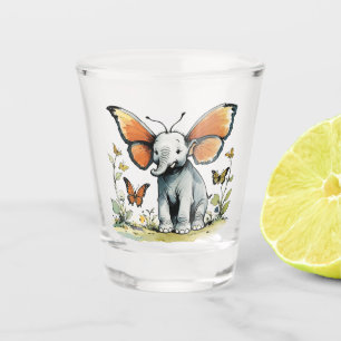 Verre A Shot Eléphant bébé avec Monarque Papillon d'aile Oreill