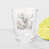 Verre A Shot Eléphant Bébé avec Roses (Dos)