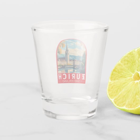 Verre A Shot Emblème d'art de voyage de Zurich Suisse (Dos)