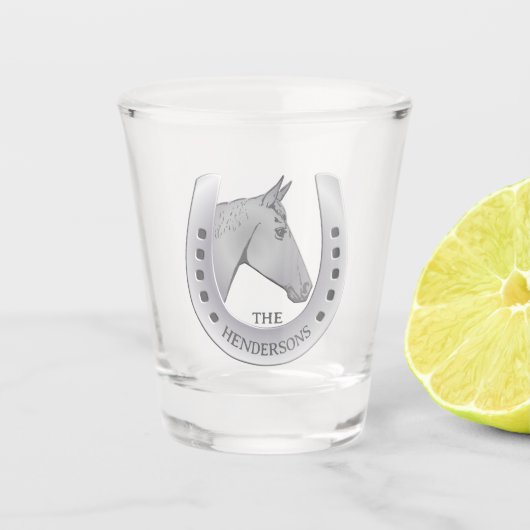 Verre A Shot Emblème de Cheval d'argent et de fer à cheval pers (Devant)