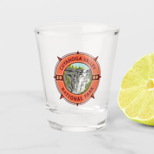 Verre A Shot Emblème de compass rétro du parc national de la va
