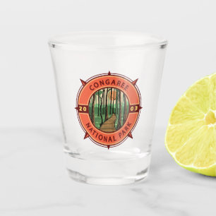 Verre A Shot Emblème de la boussole rétro du parc national Cong